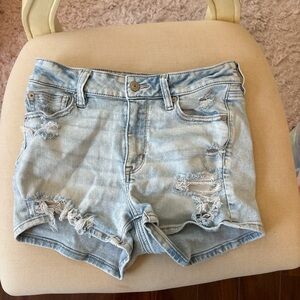 American Eagle Distressed Light Blue Denim Shorts